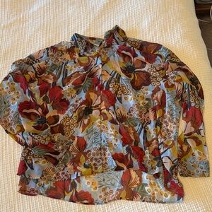 Zara Floral Blouse - Red, Brown, Yellow